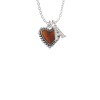 Translucent Brown Heart with Beaded Border Crystal Initial - Sophia Necklace