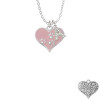 Pink Enamel Heart with Paw Prints Crystal Initial - Sophia Necklace