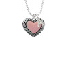 Large Pink Enamel Heart with Swirl Border Crystal Initial - Sophia Necklace