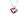 Open Heart with Red Crystal Border Crystal Initial - Sophia Necklace