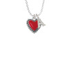 Red Heart with Beaded Border Crystal Initial - Sophia Necklace