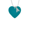 Acrylic 1" Teal Heart Crystal Initial - Sophia Necklace