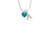 Acrylic 5/16" Teal Heart Crystal Initial - Sophia Necklace