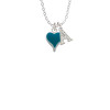 Small Long Dark Teal Heart Crystal Initial - Sophia Necklace