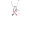 Pink Ribbon ''Help'' Crystal Initial - Sophia Necklace