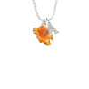 Hot Orange Hibiscus Flower Crystal Initial - Sophia Necklace