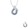 Beaded Blue Crystal Horseshoe with Good Luck Crystal Initial - Sophia Necklace