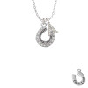 Beaded Clear Crystal Horseshoe with Good Luck Crystal Initial - Sophia Necklace