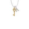 Small Gold Tone Open Paw Key Crystal Initial - Sophia Necklace