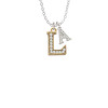 Crystal Gold Tone Initial - L - Beaded Border - Crystal Initial - Sophia Necklace