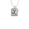 Pebble Border Initial - L Crystal Initial - Sophia Necklace