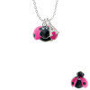 Resin Hot Pink & Black Ladybug Sweetie Crystal Initial - Sophia Necklace