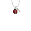 Mini Red Translucent Ladybug Crystal Initial - Sophia Necklace