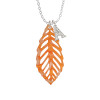 Acrylic Large Leaf Pearly Orange Crystal Initial - Sophia Necklace