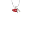 Small Translucent Red Lips Crystal Initial - Sophia Necklace