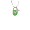 Lime Green Enamel Lock with Clear Crystals Crystal Initial - Sophia Necklace