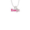 Hot Pink ''Luck'' with Heart Crystal Initial - Sophia Necklace