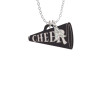 Acrylic 1.25" Black Cheer Megaphone Crystal Initial - Sophia Necklace