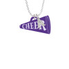 Acrylic 1.25" Purple Cheer Megaphone Crystal Initial - Sophia Necklace