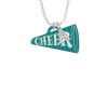 Acrylic 1.25" Teal Cheer Megaphone Crystal Initial - Sophia Necklace