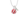 3-D Red and Striped Ornament Crystal Initial - Sophia Necklace