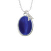 Oval - Imitation Cat's Eye - Blue - Crystal Initial - Sophia Necklace