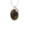 Oval - Imitation Cat's Eye - Brown - Crystal Initial - Sophia Necklace