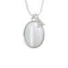 Oval - Imitation Cat's Eye - White - Crystal Initial - Sophia Necklace