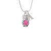 3-D Hot Pink & AB Crystal Owl Crystal Initial - Sophia Necklace