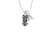 Antiqued Owl with Clear Crystal Eyes Crystal Initial - Sophia Necklace