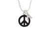 Acrylic Small Black Peace Sign Crystal Initial - Sophia Necklace