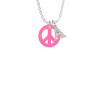 Acrylic Small Hot Pink Peace Sign Crystal Initial - Sophia Necklace