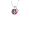 Multicolored Peace Sign Crystal Initial - Sophia Necklace