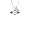Winged Peace Sign with Crown Crystal Initial - Sophia Necklace