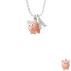 Resin Pink Pig Crystal Initial - Sophia Necklace