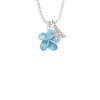 Blue Plumeria Flower Crystal Initial - Sophia Necklace