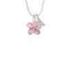 Pink Plumeria Flower Crystal Initial - Sophia Necklace