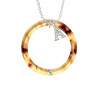 Acrylic 1 1/2" Ring with 4mm Crystal Mixed Brown and Yellow Crystal Initial - Sophia Necklace