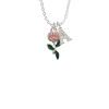 Pink Rose Flower Crystal Initial - Sophia Necklace