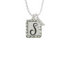 Pebble Border Initial - S Crystal Initial - Sophia Necklace