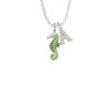 Green Seahorse Crystal Initial - Sophia Necklace