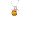 Softball optic yellow - Crown Crystal Initial - Sophia Necklace