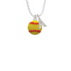 Large Optic Yellow Softball Crystal Initial - Sophia Necklace