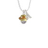 Tan Center with Clear Crystals Gold Tone Spinner Crystal Initial - Sophia Necklace