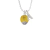 12mm Yellow Roller Spinner with Silver Tone Lining Glass Spinner Crystal Initial - Sophia Necklace