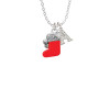 3-D Red Stocking with Fur and Clear Crystal Crystal Initial - Sophia Necklace