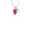Large 3-D Hot Pink Strawberry with Crystals Crystal Initial - Sophia Necklace