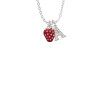 Mini 2-D Enamel Strawberry Crystal Initial - Sophia Necklace