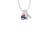 3-D Red White & Blue Volleyball Crystal Initial - Sophia Necklace