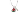 Mini Enamel Watermelon Slice Crystal Initial - Sophia Necklace